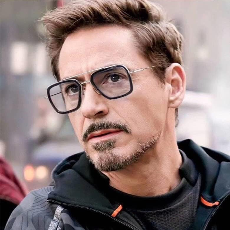Miniatura 8 de Tony Stark - Gafas de sol cuadradas de aviador con marco de metal lentes vintage Iron Man para hombres y mujeres