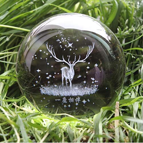Kreative Elch Kristallkugel, 3D lasergravierte K9 Kristallkugel Hirsch Briefbeschwerer Kugel Ornamente, niedliche Tier Kristallglas Kugel Geschenke, geeignet romantische Geburtstage (Elch, 80mm) Cover