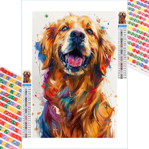 Kit Peinture Diamant Cadeau Idéal | Toile Chien 40x70 cm Brillante