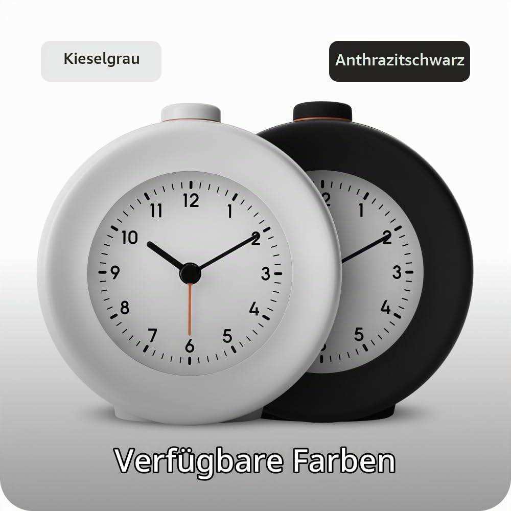 mudita Bell 2 Wecker Analog mit minimiertem blauem Licht - Minimalistischer Offline Sunrise Alarm Clock - 10 Melodien, Entspannungsklänge, Naturgeräusche - Grau