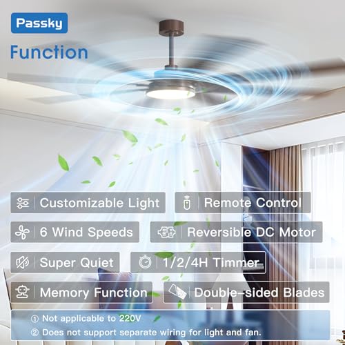 Image of 80 Inch Ceiling Fans with Lights, Large Modern Ceiling Fan with Light and Remote Control, Reversible, 3CCT, Dimmable, Quiet, Brown Ceiling Fan for Bedroom Living Room Patio Farmhouse, Indoor /Outdoor