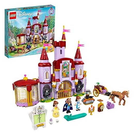 LEGO 43196 Disney Princess Castillo de Bella y Bestia, Juguete de Construcción para Niños con 3 Mini Muñecas y 7 Figuras