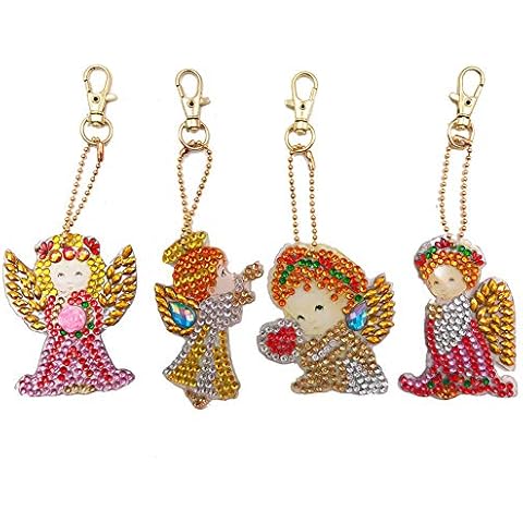 YUYUGO 4Pcs 5D Mosaic Making Full Drill Special Shape Diamond Painting Pendant DIY Diamond Painting Keychains-Angel Series Cover