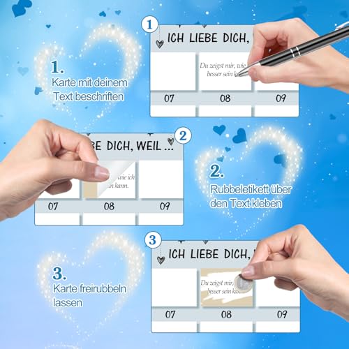 DPKOW Paare Adventskalender Rubbellos Karte, Ich liebe dich weil Selber Machen Rubbellos Adventskalender für Paar Pärchen Freundin Freund Liebe ADVENTSKALENDER Selber Befüllen PAAR