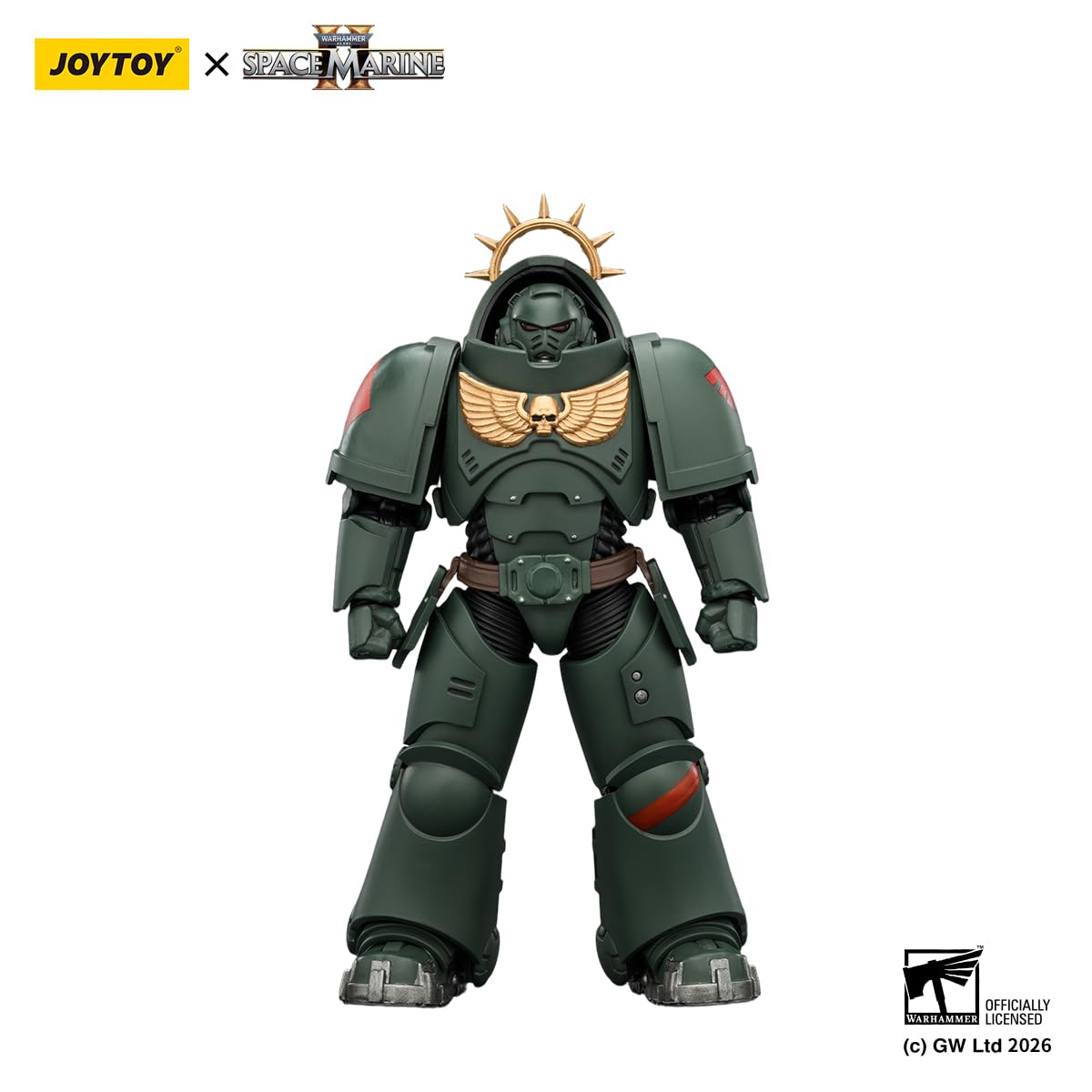 JOYTOY Dark Angels Warhammer 40k 1/18 figurka gra edycja Dark Angels ciężki orędownik z ciężkim karabinem śrubowym i pistoletem śrubowym, prezenty kolekcjonerskie, zabawki dla dzieci w wieku 15+ i