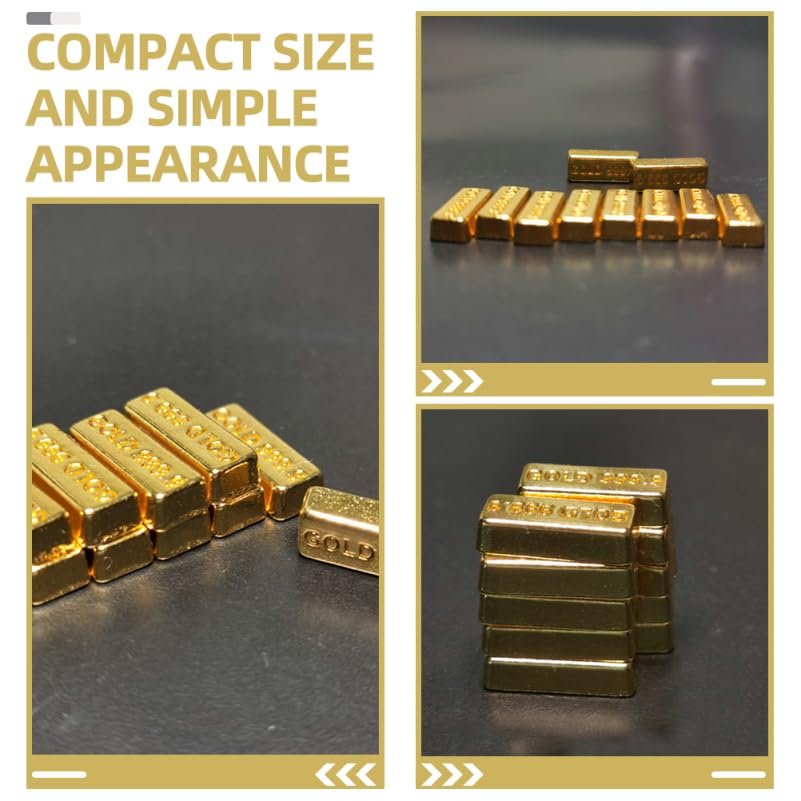 VICASKY Gold Bar Mini Dolls House Kitchen Rug For Doll Miniature Accessories Dollhouse 10Pcs Brick Model Realistic Zinc Alloy Decorative Props for Diy Crafts and Photography - Image 3