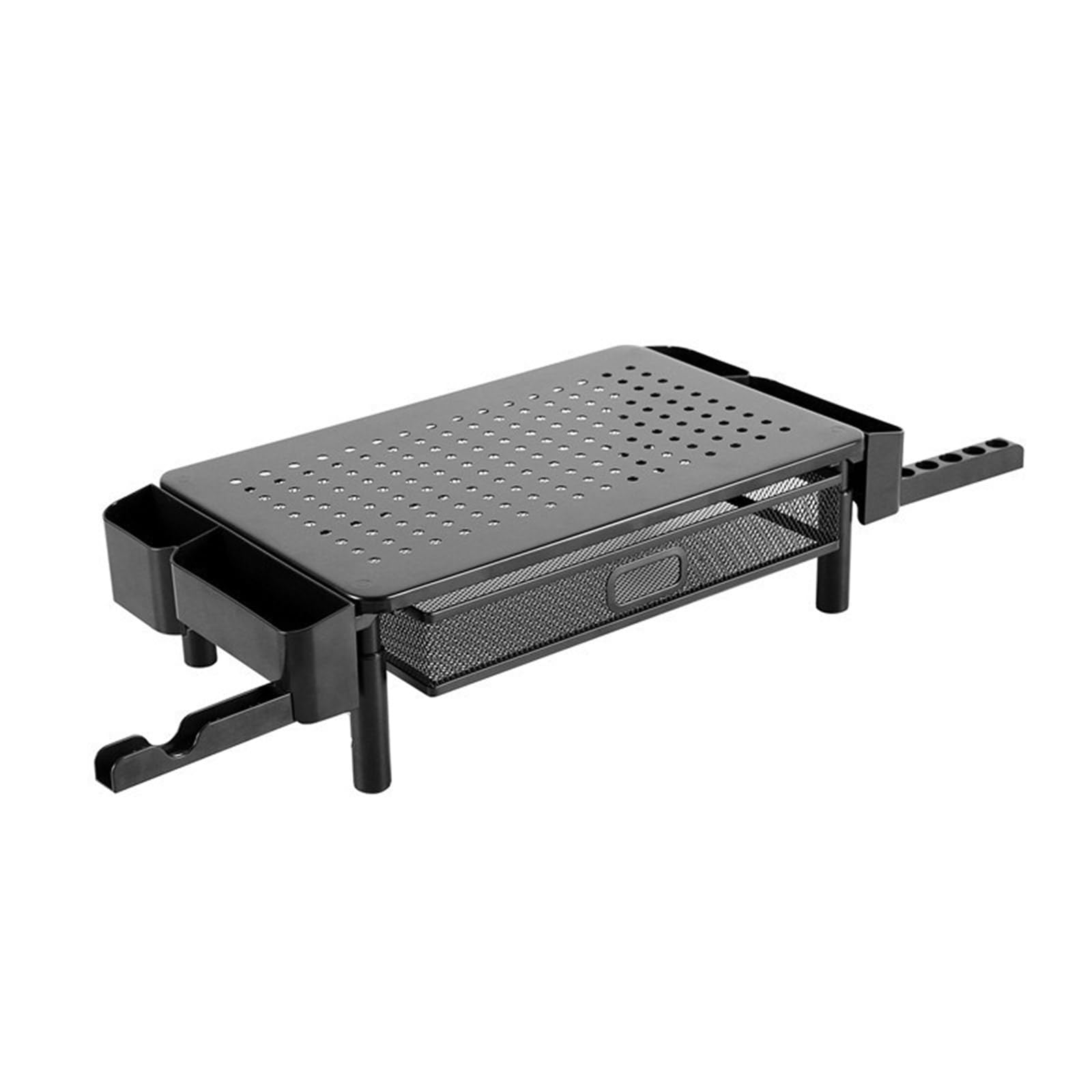 Support d'écran en métal ventilé avec tiroir et rangement réglable pour ordinateur