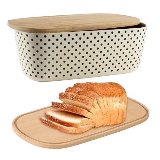Nomotruc Bread Box with Cutting Board Lid Made Bamboo Fiber, Large Size Stylish For Kitchen Countertop,Bread Container Holder Keeper Keeping Freshness I14.4x8.3x5.6 in… (NMTC-BB01-PT)