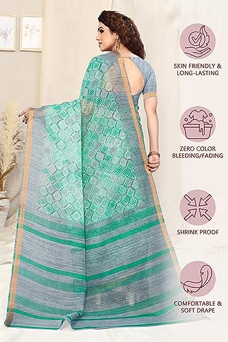 Image of MIRCHI FASHION Kota Doria Cotton Saree with Blouse Piece | Paisley Block Printed Saree for Women | Traditional Ethnic Daily Wear Summer Saree