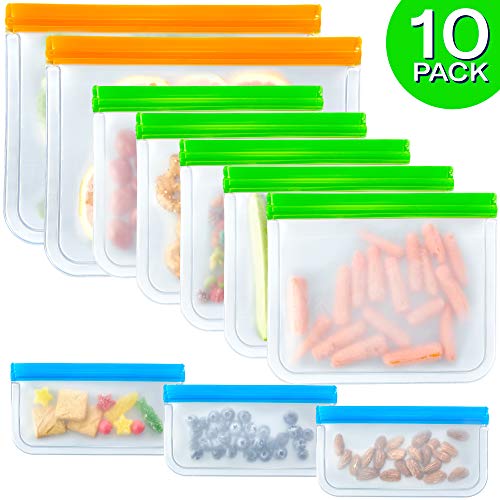 10 Pack Reusable Sandwich Bags FDA Grade Reusable Storage Bags