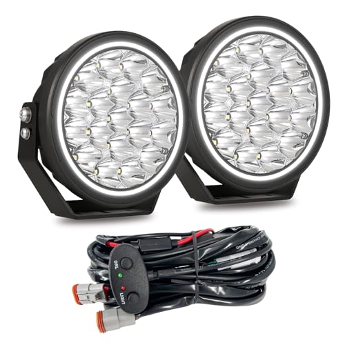 BIGLION.X 7 Inch Round LED Offroad Driving Lights with DRL, Round Off Road Lights 2pcs 250W Off Road LED Light Bar Super Bright 26800LM IP68 Spot Offroad Round Lights for Trucks Pickup ATV UTV SUV