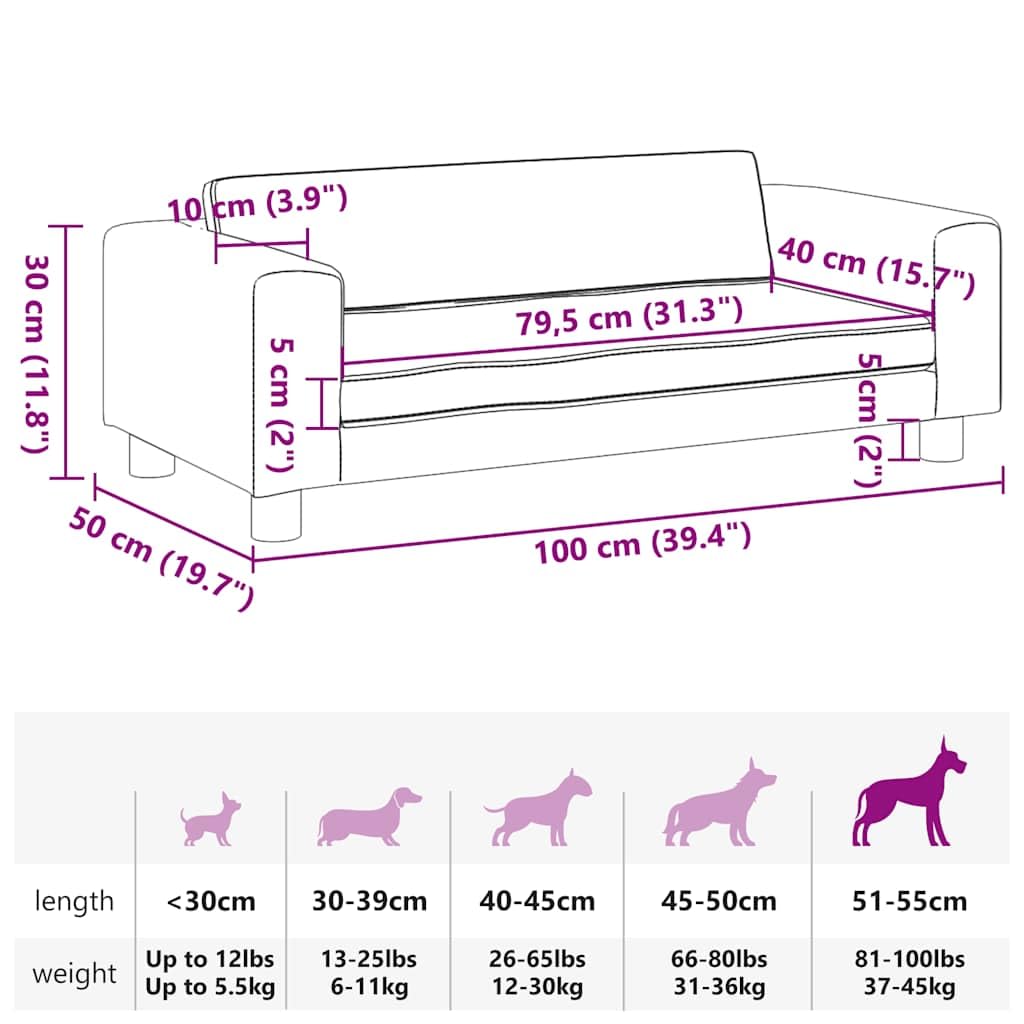Cuccia per cani con prolunga, in ecopelle, 100 x 50 x 30 cm, con imbottitura, antiscivolo, per soggiorno, camera da letto, viaggi, comodo posto per dormire per cuccioli e anziani