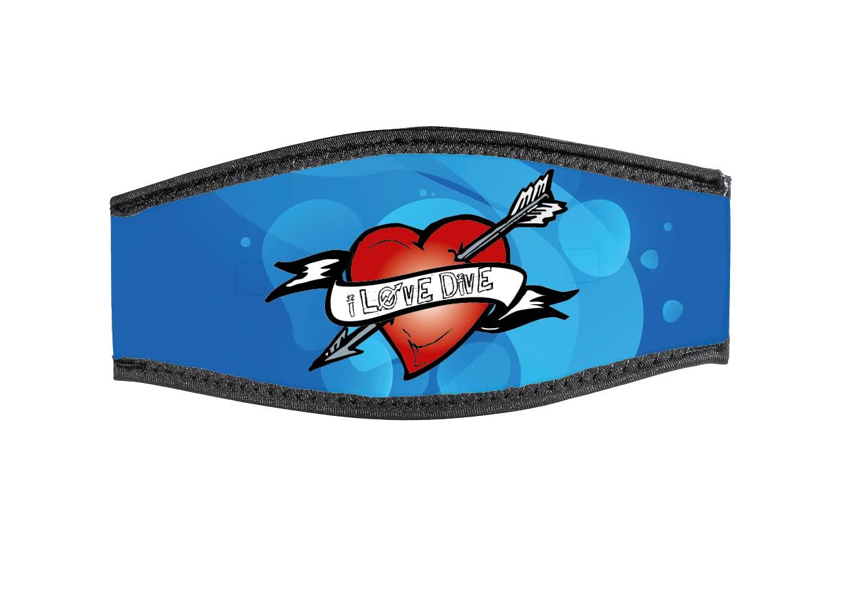 Best Divers, Neoprene Mask Strap, Tear-Off Closure, Diver Heart