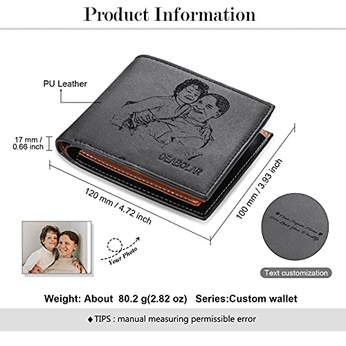 Personalized Wallet for Men with Picture Custom PU Leather Wallets Minimalist Money Clip Wallet for Men Husband Dad（ style 1）3