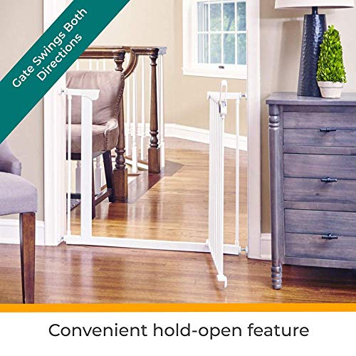 MYPET North States 38.1" Wide Essential Walk Thru Gate: Ideal for securing hallways or doorways. Extra Wide Doorway. Pressure Mount. Fits 29.8"-38.1" Wide (30" Tall, White) - Image 4