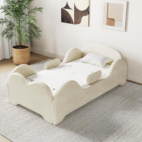 allamazing Toddler Bed, Toddler Flood Bed with Extra Safety Broad, Standard Crib Size Small Beds for...