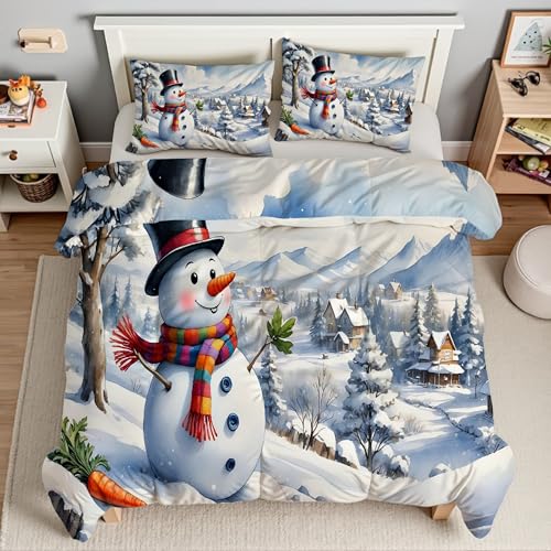 Piumino Matrimoniale Pino Trapunte Pupazzo Di Neve Piumone Imbottito Resistente Lavabile, Super Morbida Trapunta, piumini 200x200 cm in Microfibra Reversibile e 2 Federa 50x80 cmT406