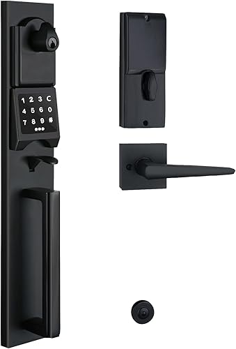 NEWBANG Cerradura electrónica inteligente para puerta con teclado para una sola puerta, manija electrónica sin llave para puerta delantera con