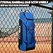 TYRONAL Baseball Bag with Wheels for 4 Bats,Soft Rolling Baseball Bag With Multi-Pockets, Fence Hook, Holds All Equipment. (Blue/Blk)