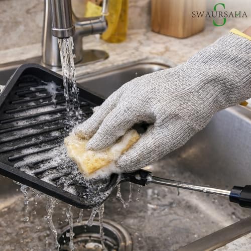 Image of Non-Stick Grill Sandwich Toaster with Stainless Steel Wire Dishwashing Scrubber Gloves (2 Pcs) | Double-Coated Nonstick Sandwich Griller & Toaster