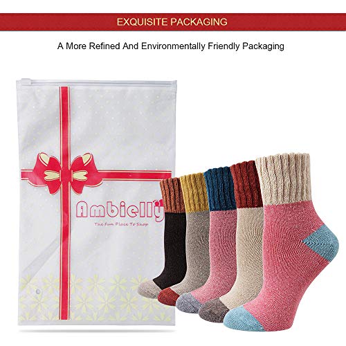 Image of Winter Women Socks 5 Pairs Vintage Wool Casual Thermal Crew Socks