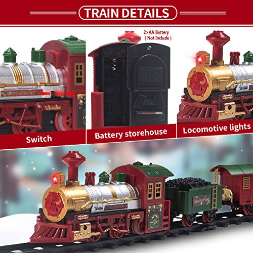 Classic Christmas Train Set with Lights and Sounds Railway Tracks Sets ...