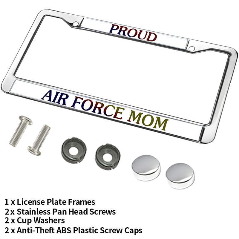 Image of Proud Air Force Mom License Plate Frame - Military Parent Appreciation Car Accessory