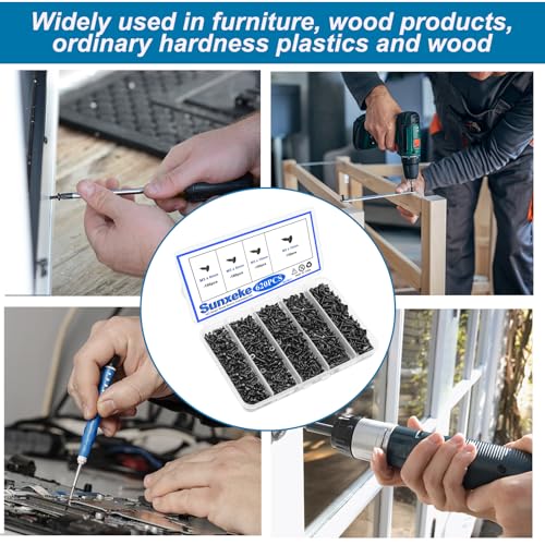 Image of 620PCS M3 Small Wood Screws Assortment Kit,Short Black Screws