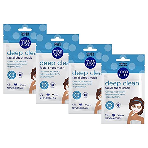 MISS SPA Deep Clean Facial Sheet Mask with Licorice Root Extract Oil Control Clearer Skin for Oily Combination Skin Vegan, Cruelty-Free, Dermatologist Tested 4 Pack - Image 6