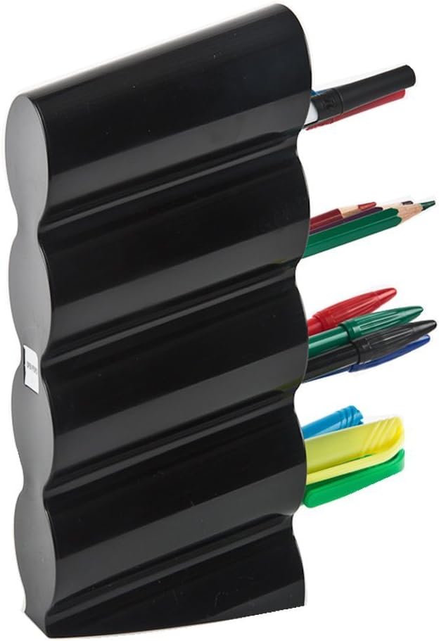 Wave Pen Holder Pencil Holder 4 Division for Short Pens (Black)