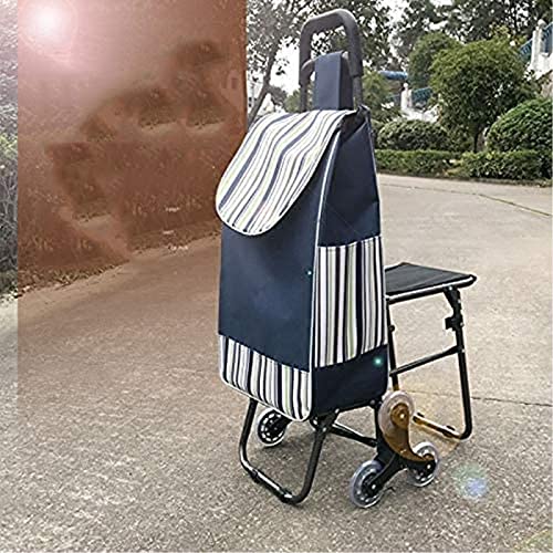 Eortzzpc Handwagen Kollaps Große Kapazität Leichte Räder Einkaufen Trolley Push Pull Cart Mit Tasche 6 Räder Klettern… – Bild 4