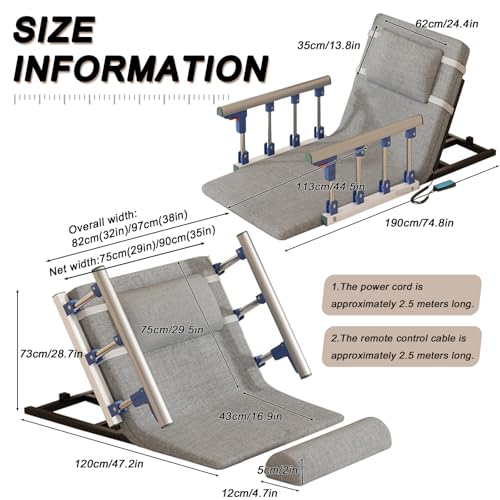 Respaldo ajustable para cama, reposabrazos plegable, ajuste de ángulo de 2 a 80°, soporte de acero al carbono, capacidad de carga de 330 libras para ancianos y discapacitados