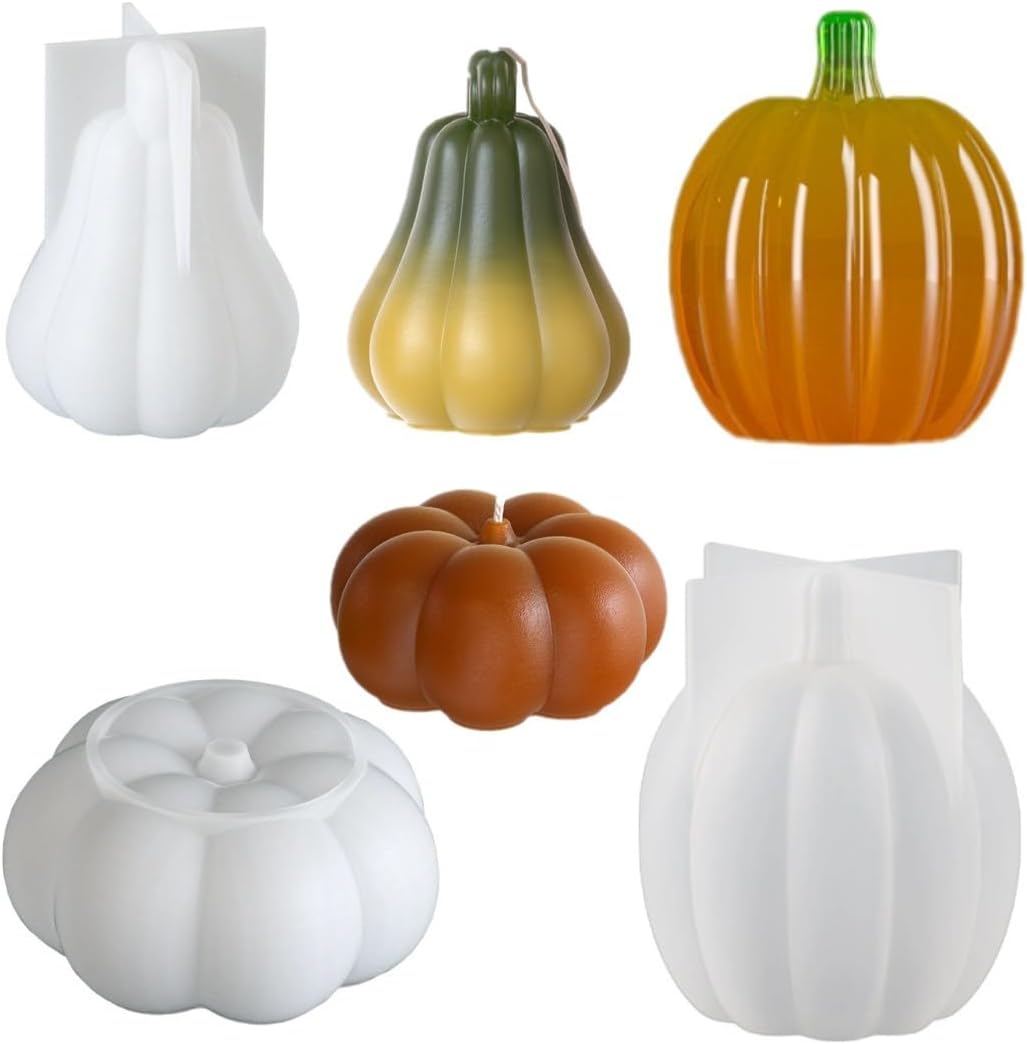 Pumpkin Silicone Clay Molds,3D Pumpkin Resin Mold for Candle,Home Decorating, Soap, Polymer Clay, Epoxy Crafting