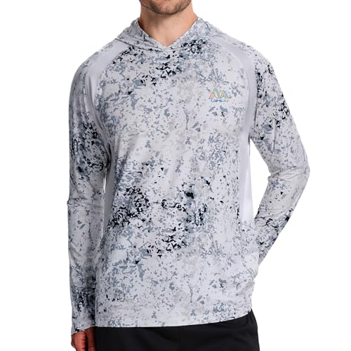 Image of Men's UPF 50+ Hoodie Shirt Long Sleeve Permanent UV Sun Protection Vented Tee Performance for Outdoor Hiking Fishing