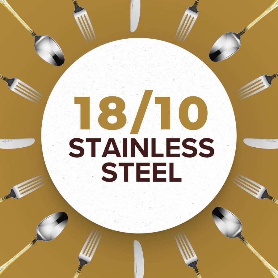 Miniatura 6 de Colección Italiana Tuscana Gold - Cubiertos de acero inoxidable quirúrgico de primera calidad, 20 piezas