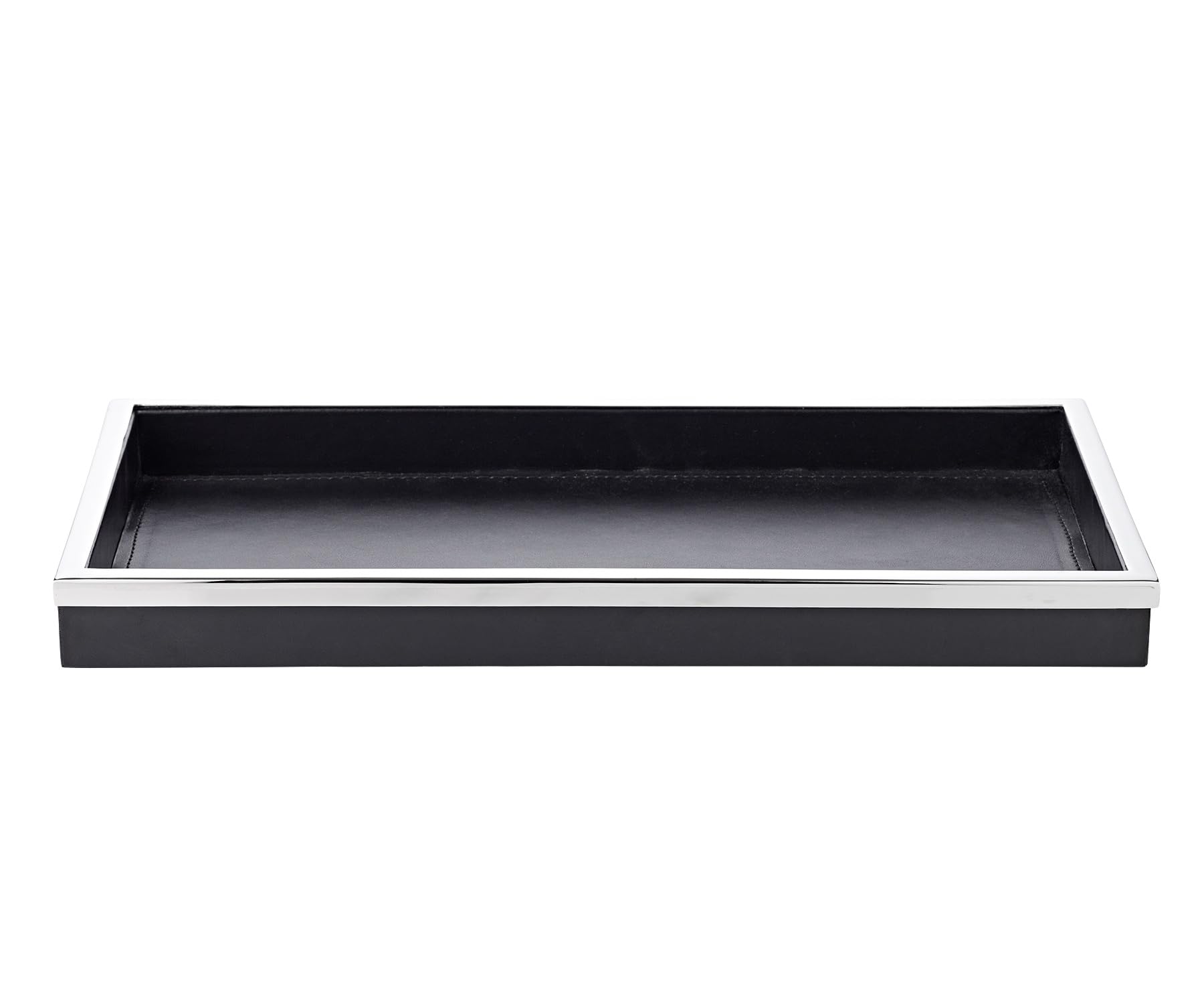 Bandeja Jake (38 x 20 cm), color negro, rectangular, acero con funda de piel sintética