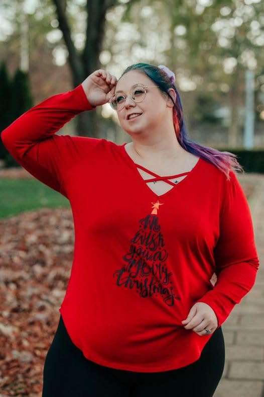 Image of CARCOS Plus Size Tops for Women Long Sleeve Fall Tunic Color Block Camo /Plaid /Leopard /Fall Blouse Crewneck Tshirt XL-5XL