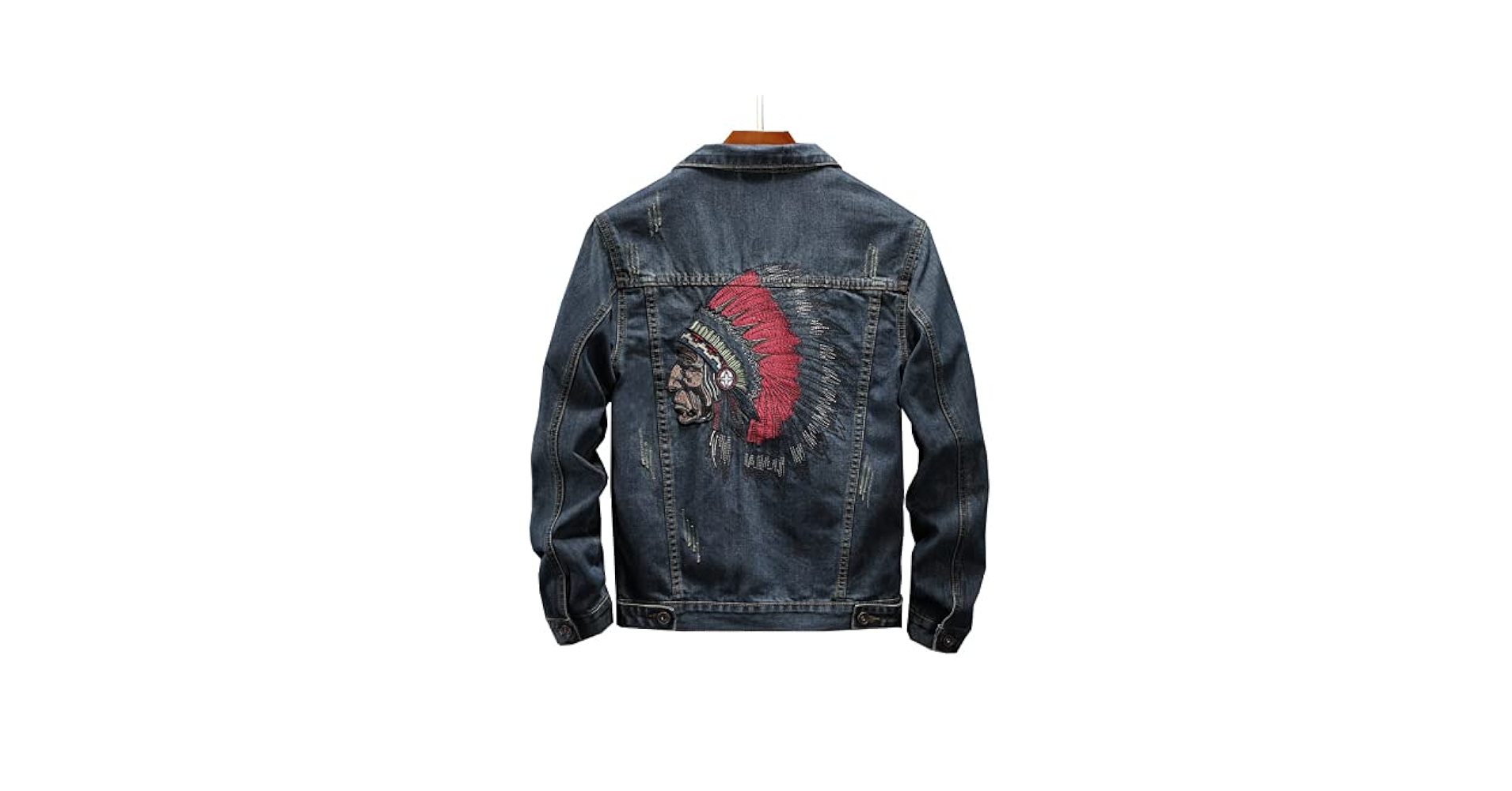 ジャケット・アウター Indian Cotton Embroidery Denim Jacket USDBE Men Retro Blue Indian Chief Embroidery Denim Jackets
