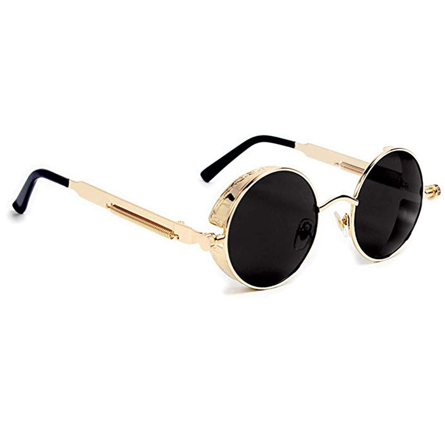 IFLASH Retro Vintage Round Steampunk Sunglasses for Men &amp; Women | Mens's Round Sunglasses | Shades for Men | Cooling Glass