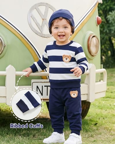Image of NZRVAWS Toddler Baby Boy Clothes Infant Fall Winter Outfit Long Sleeve Pant Top Set 2Pcs Sweatshirt 0 Month-3 Years