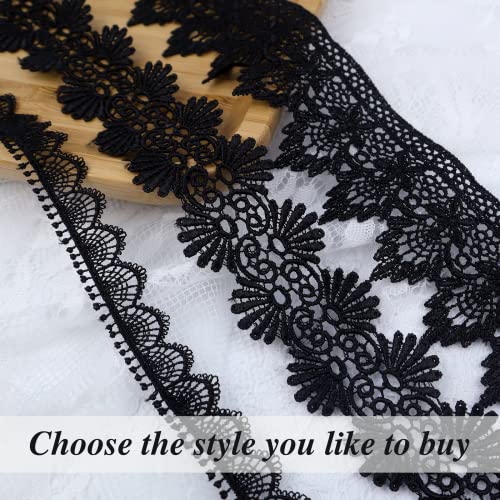 Idongcai Black Embroidery Lace Trim Floral Venice Lace Trim Antique Lace Trim For Jewelry Lace Necklace Design For Craft,Wedding Applique,Dress 2 Inch X 7 Yards #TOP5
