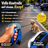 CORTES PETS Smycz automatyczna dla dużych psów 8m - 5m – do 50 kg – wysuwana smycz z hamulcem i uchwytem na woreczki (niebieski, M | 5m | 30kg)