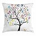 Lunarable Mathematics Room Throw Pillow Cushion Cover, Tree Colorful Numbers Math Funny Drawing, Decorative Square Accent Pillow Case, 36