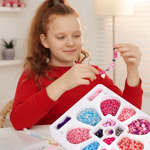 Image of FLO Divas Boutique Girls Jewelry Making Kit | 1750+ Colorful Beads, Metallic Charms, Bracelet & Necklace DIY Craft Kit | Jewelry Making Kit for Kids Girls Teens | Beads, Thread, Earring Hooks