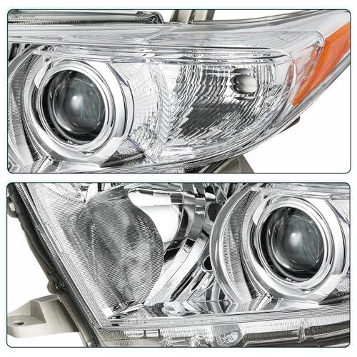 TUSDAR Headlight Assembly Compatible with 2011 2012 2013 Toyota Highlander Headlamps Driver and Passenger Side (Chrome Housing with Amber Reflector) - Image 6