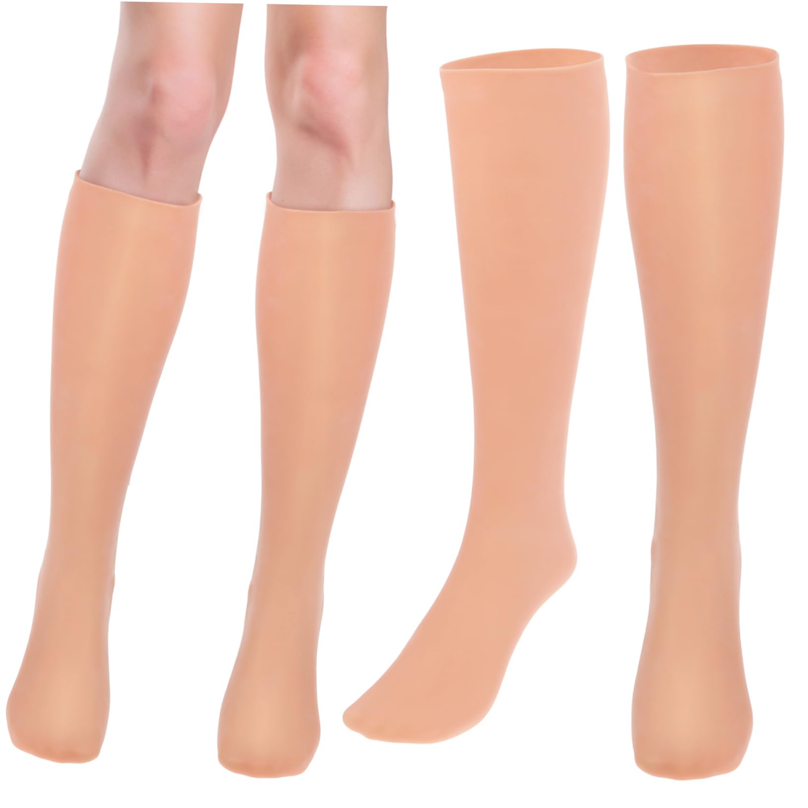Calze Idratanti per Piedi Lunghe Sebs, 1 Paio, Kaki | Copertura Completa per Dita e Cuticole, Uso su Pelle Secca in Inverno, Elastiche per Donne e Ragazze