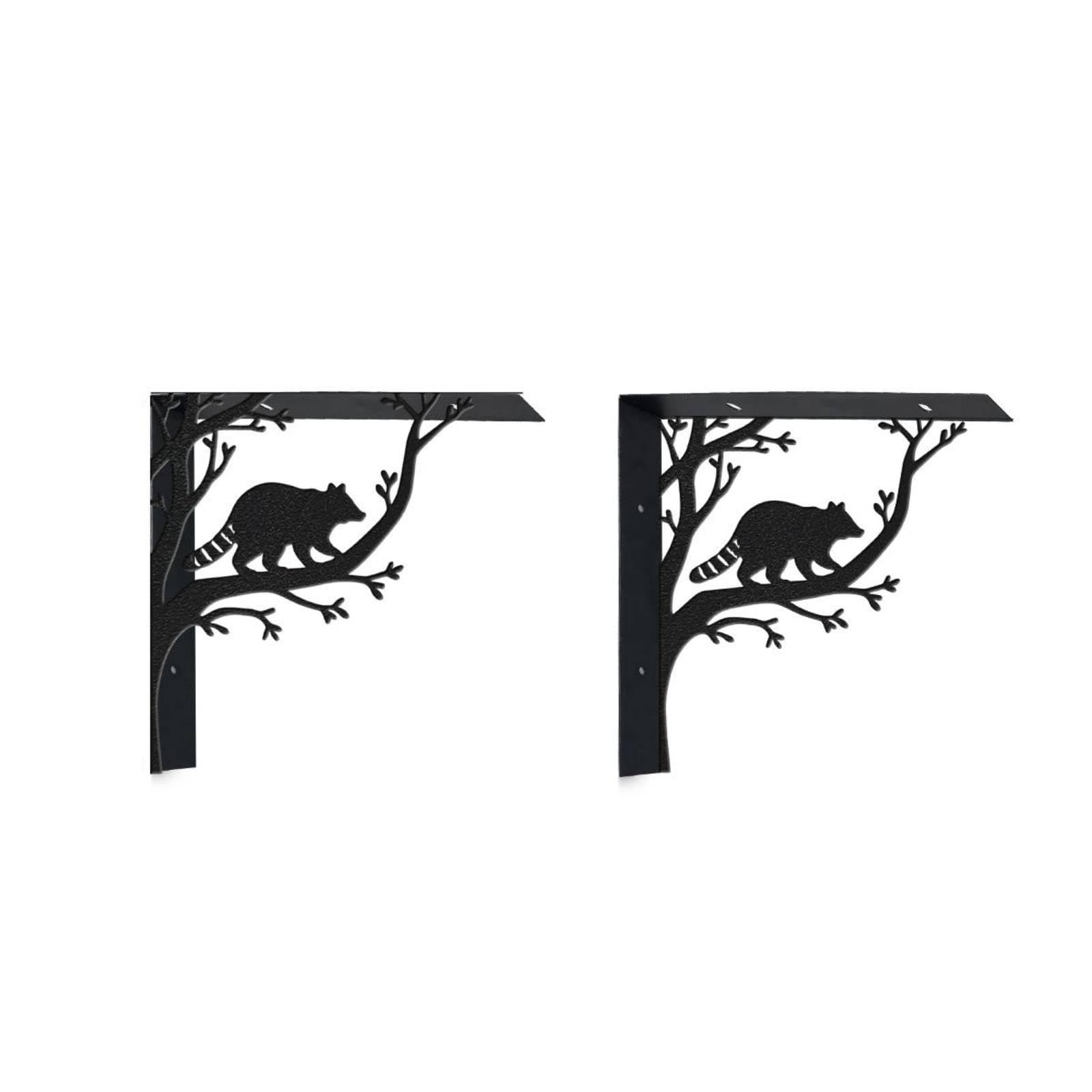 Shelf Bracket with Tree Branch Design Matte Black Wall-Mounted Shelf Bracket Right-Angle Brackets with Branch Design for Living Room, Bedroom, Kitchen Zw260603001d-image-20