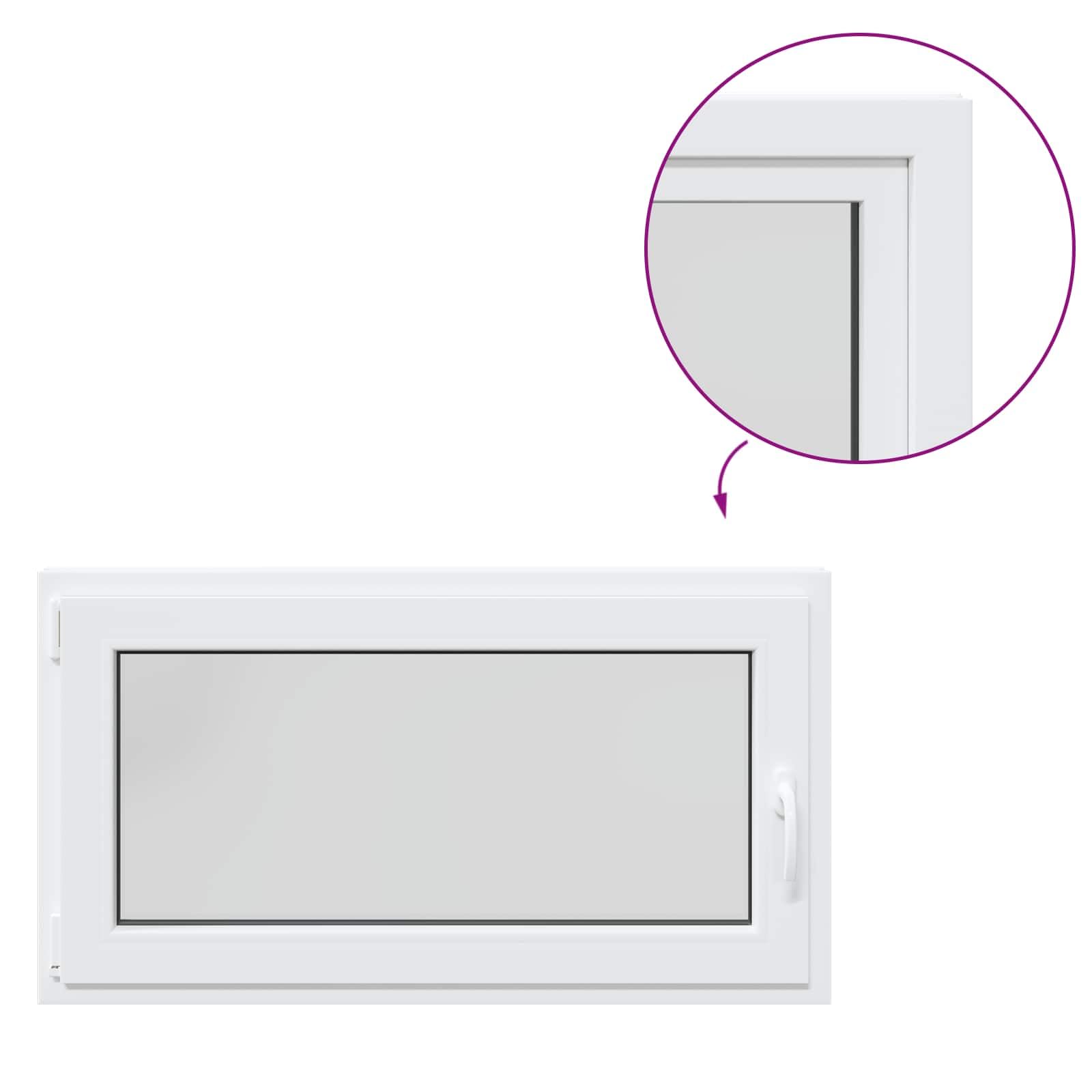 vidaXL Fenêtre de sous-sol RISOR 110 x 60 cm PVC et verre Blanc, Sous-sol, Isolation thermique moderne et durable pour fenêtres, accessoires en verre PVC insonorisés