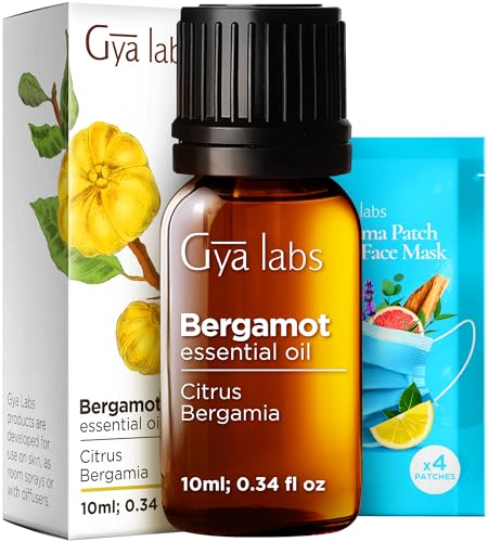 Gya Labs Aceite Esencial de Bergamota para Relajación - Aceite de Bergamota Puro para Cabello y Dolores Musculares - 100 Natural Aceites Esenciales para Difusor Aromaterapia - 10ml
