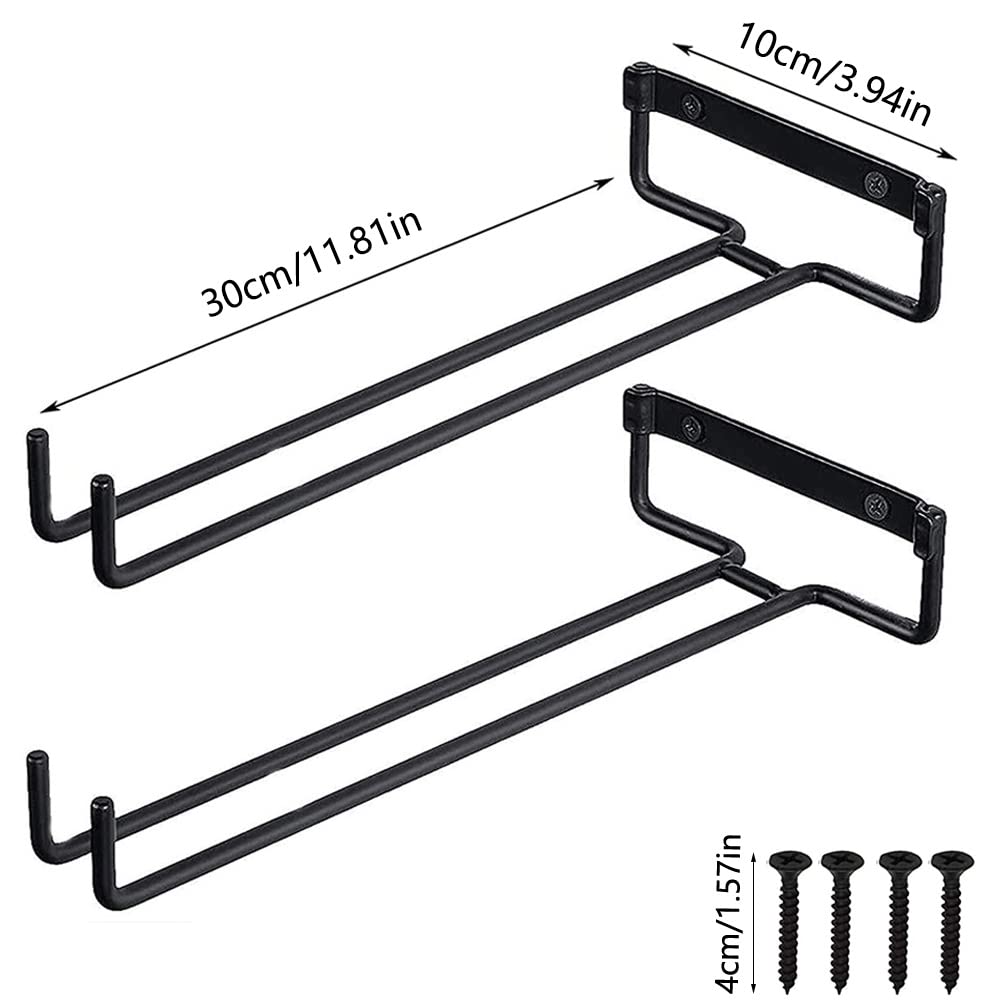 2 Pezzi Porta Bicchiere Di Vino Con Viti, Porta Bicchieri Da Mensola, Porta Bicchiere Di Vino, Calici Bicchiere Da Vino Portabicchieri, Per Bar Cucina Wine Cabinet Wine Glass Storage Collection, Nero
